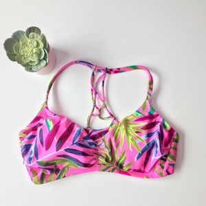 xhilaration | NWOT Pink Palm Leaves Bikini Top B1